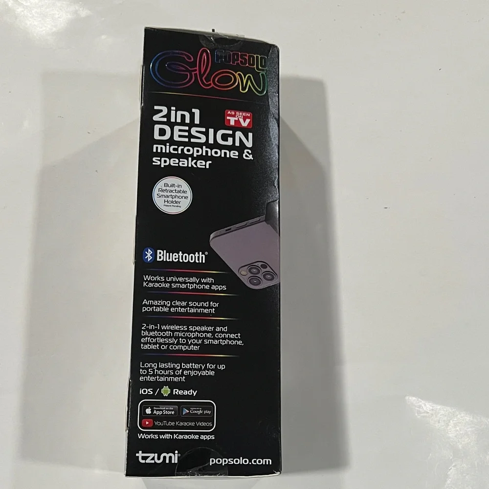 NWT Tzumi Black Bluetooth LED Karaoke Microphone & Speaker NIB